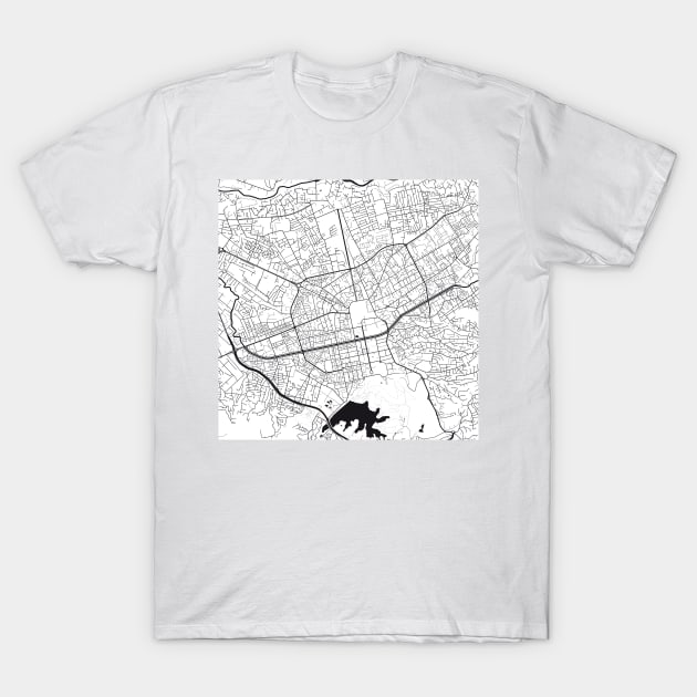 Tirana Map City Map Poster Black and White, USA Gift Printable, Modern Map Decor for Office Home Living Room, Map Art, Map Gifts T-Shirt by 44spaces